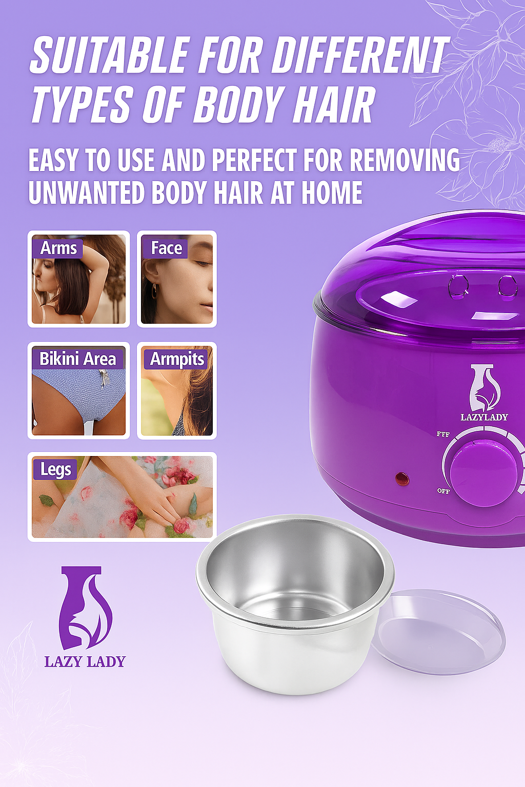LAZY LADY Electric Wax Heater – Fast Heat 500ml Purple