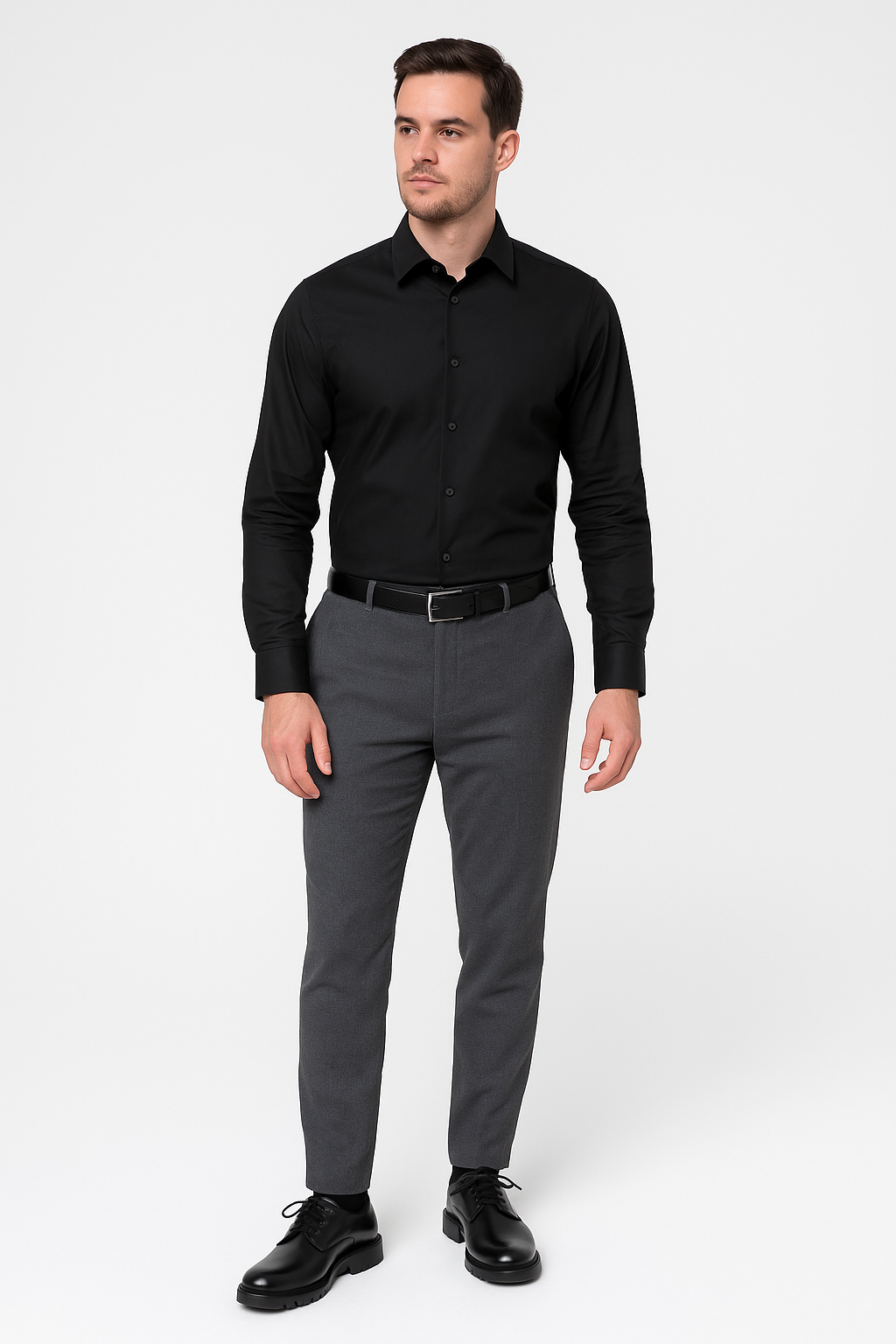 Men's Classic Black Leather Loafers, Comfortable Slip-On Dress Shoes.