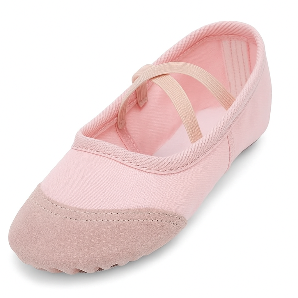 Furein Light Pink Canvas Ballet Shoes with Split Sole
