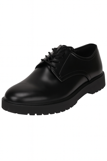 Men's Classic Black Leather Loafers, Comfortable Slip-On Dress Shoes.