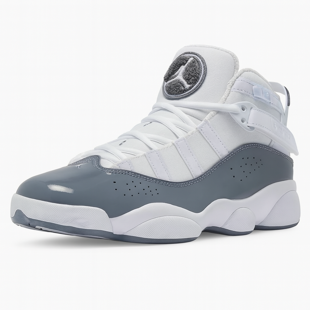 Jordan 6 Rings Men's White/Cool Grey Basketball Sneakers.