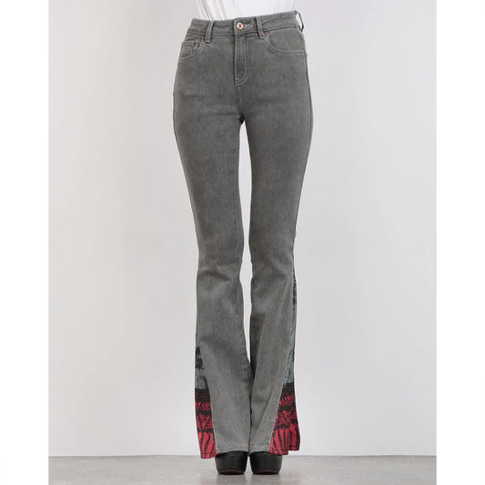 Denny Rose Women's Black High Waist Flare Denim Jeans with Print Detail - Gomix Brands Outlet