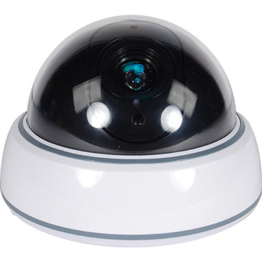 Realistic Flashing LED Dummy Dome Camera - White Security Deterrent