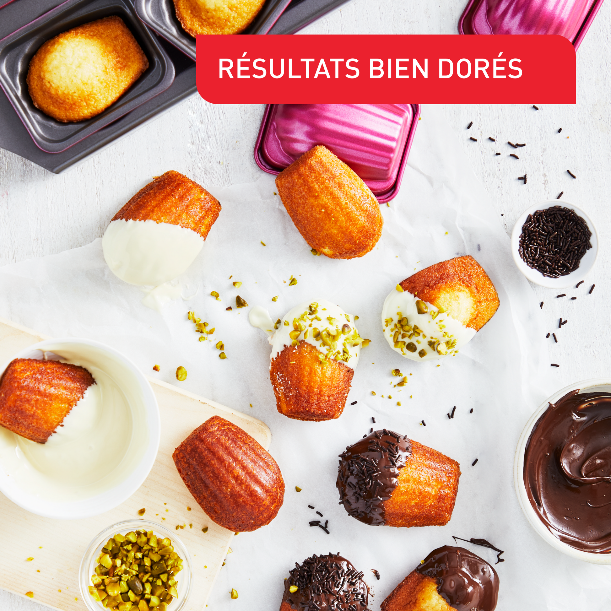 Tefal Creabake 3-Piece Madeleine Molds: Non-Stick Metal Bakeware for Delicious Treats