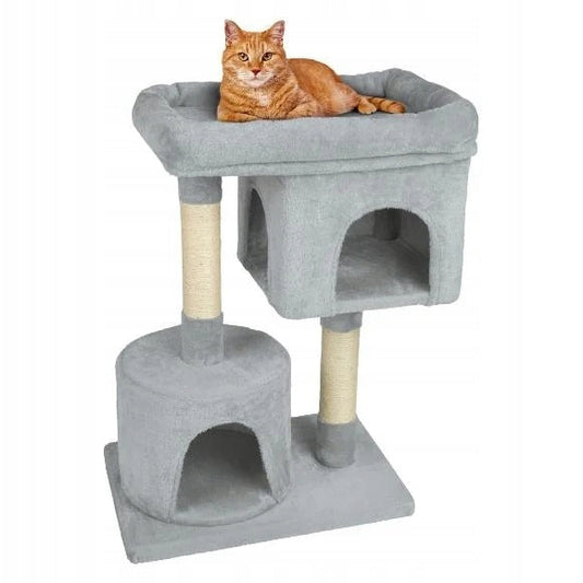 ZOOFARI Cat Scratch Post With Two Houses Gray, 6 kg Capacity