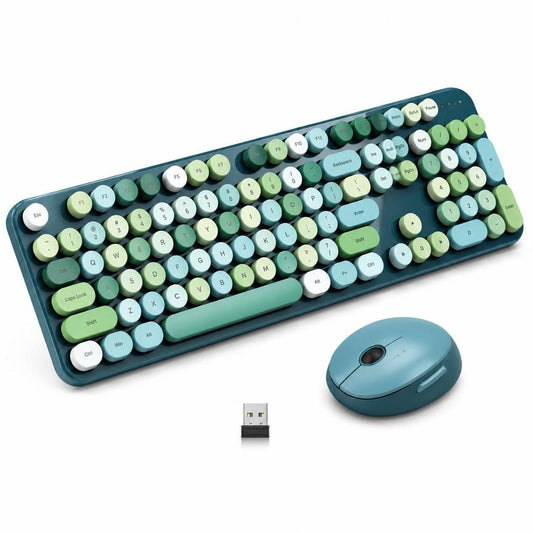Zienstar S34 Green Wireless Keyboard and Mouse Set Green
