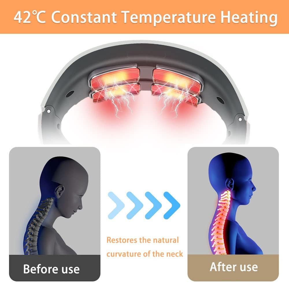 Four-Head Neck Massager with Heat Vibration Pulse Adjustable Intensity