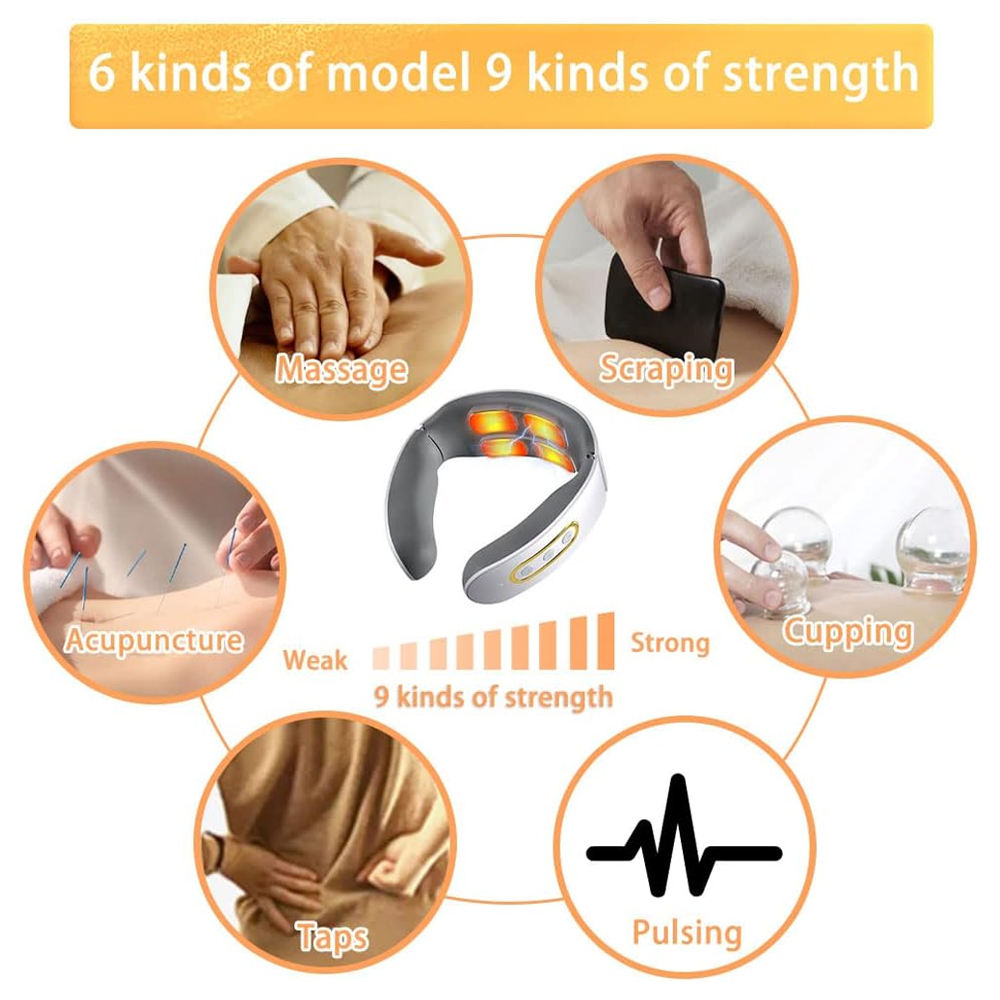 Four-Head Neck Massager with Heat Vibration Pulse Adjustable Intensity