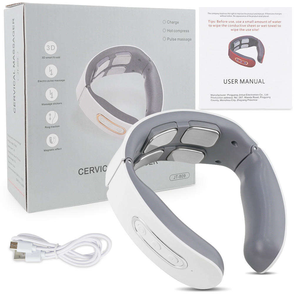 Four-Head Neck Massager with Heat Vibration Pulse Adjustable Intensity