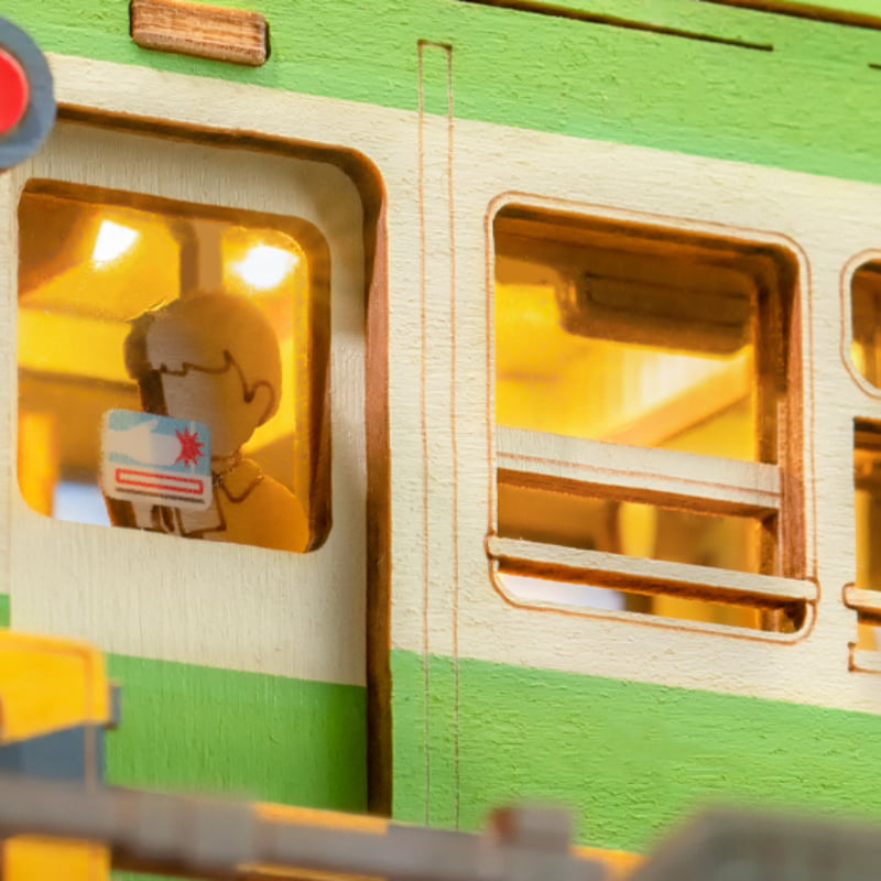 Enchanting Sakura Journey TGS02 Wooden 3D Tram Model Kit with LED Lights
