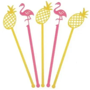 Tropical Swizzle Sticks Flamingo Pineapple Cocktail Stirrer Pack - Gomix Brands Outlet