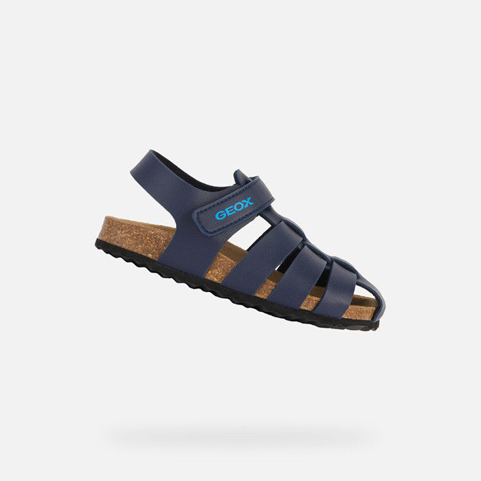 Geox Ghita Junior Boy's Navy Closed Toe Sandals: Breathable, Durable, Easy-Wear for Play
