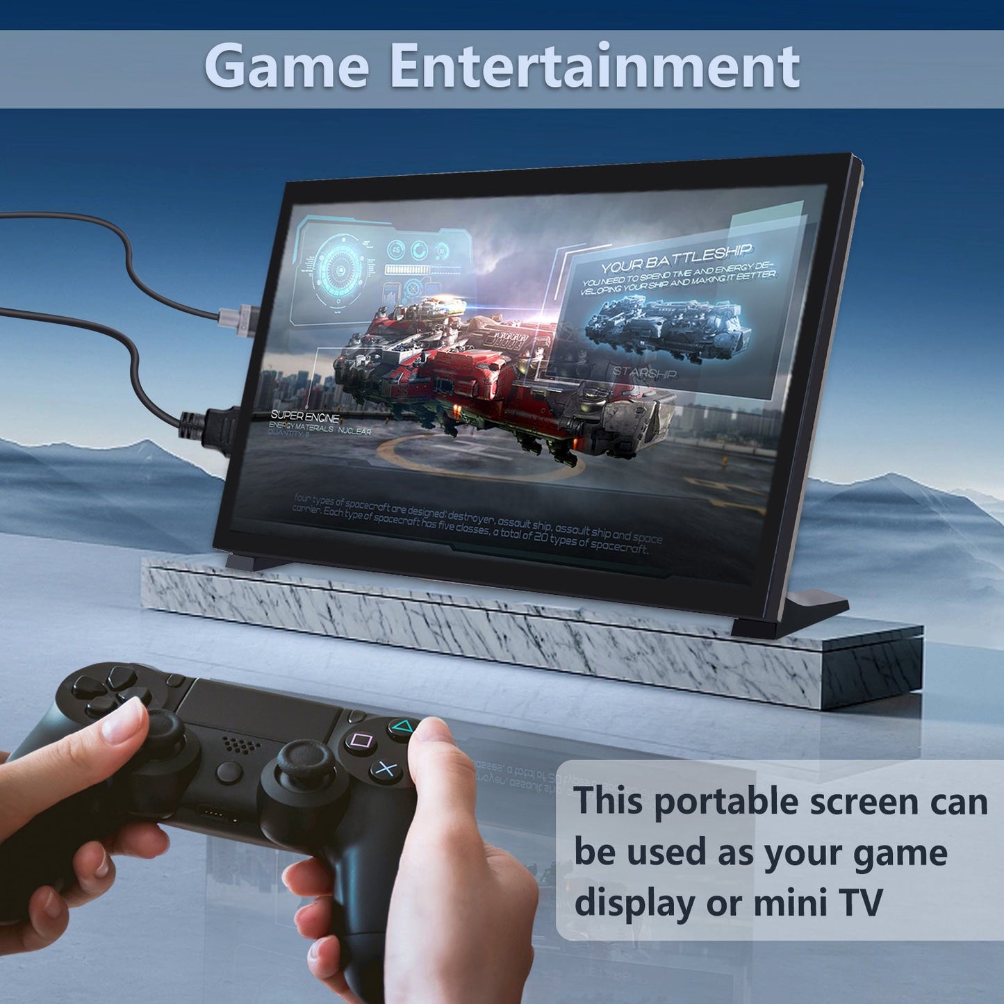 52Pi EP-0183 10.1 Inch IPS Portable Monitor 1024x600 60Hz HDMI USB-C for Raspberry Pi Windows PC