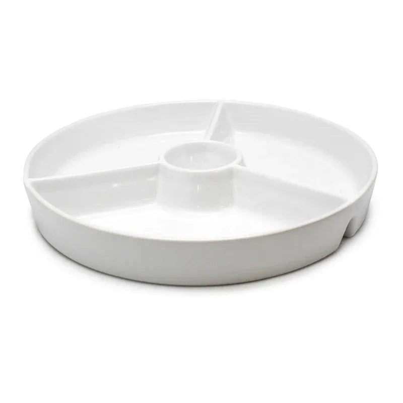 Durable White Porcelain Divided Snack Plate for Appetizers and Party Serving - Gomix Brands Outlet