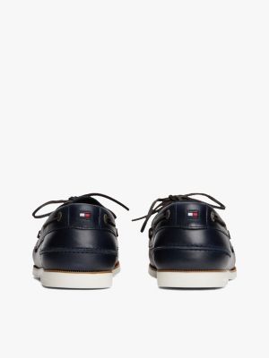 Tommy Hilfiger Men's Premium Leather Lace-Up Boat Shoes - Classic Nautical Style