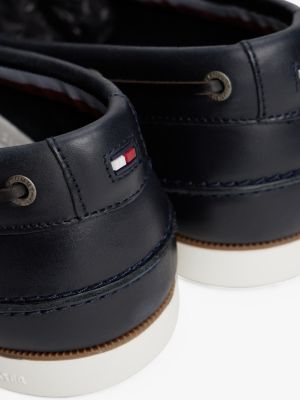 Tommy Hilfiger Men's Premium Leather Lace-Up Boat Shoes - Classic Nautical Style