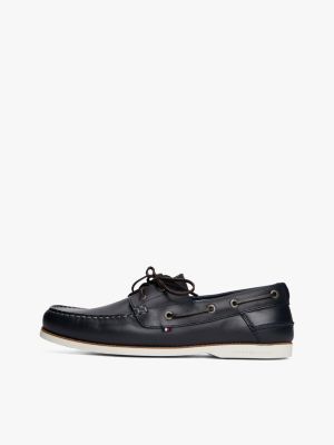 Tommy Hilfiger Men's Premium Leather Lace-Up Boat Shoes - Classic Nautical Style