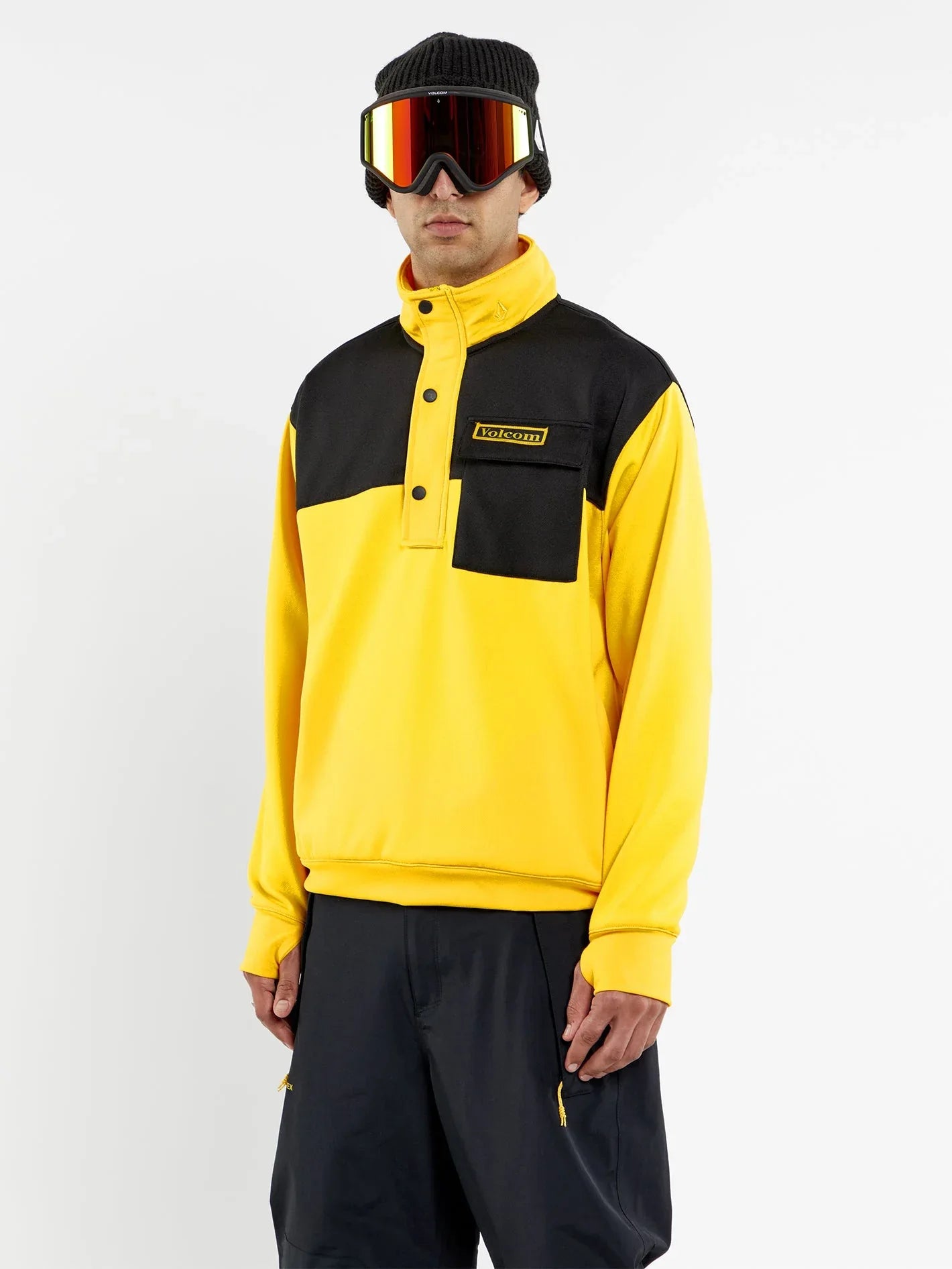 Volcom She 2 Bright Yellow Mock Neck 1/2 Zip Sweatshirt - Gomix Brands Outlet