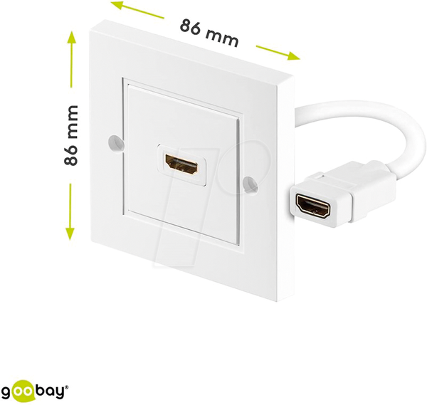 GOOBAY HDMI Wall Socket, Gold-Plated Female-Female Connector, White