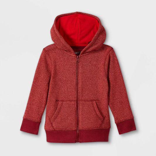 Cat & Jack Toddler Boys Fleece Maroon Zip-Up Hoodie Sweatshirt