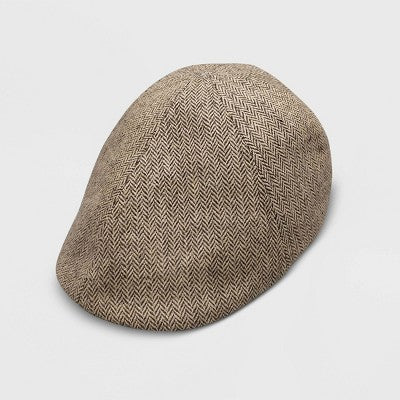 Cat & Jack Newborn Baby Brown Herringbone Flat Cap