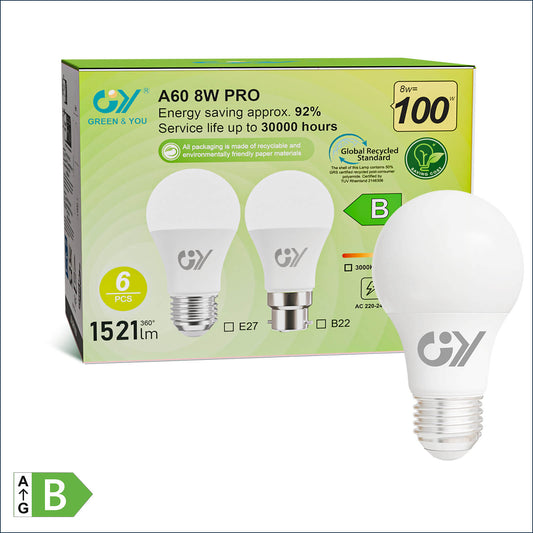 GY Ultra 8W E27 LED Bulb 1521 Lumens 3000K–6500K