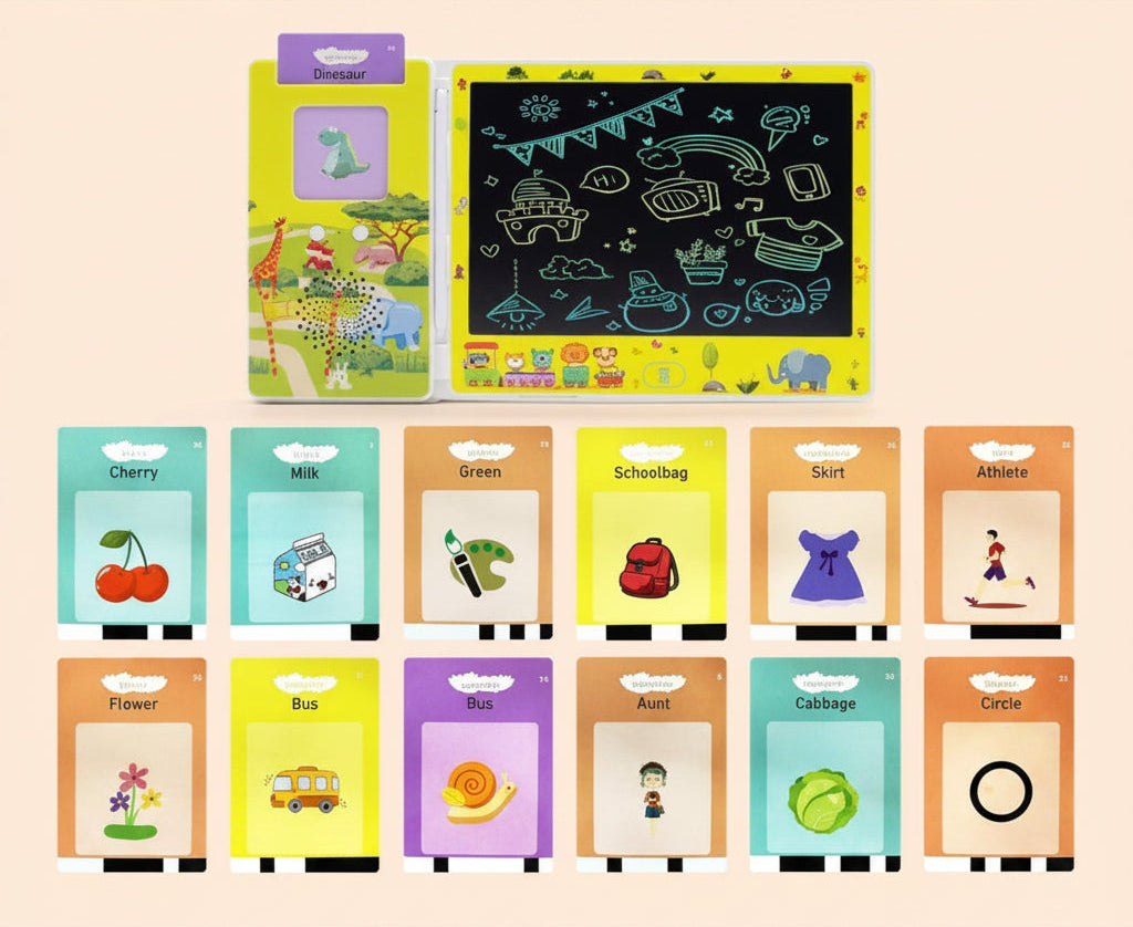 2-in-1 Talking Flash Card Reader and LCD Writing Tablet 224 Words 8.5 Inch Multicolour