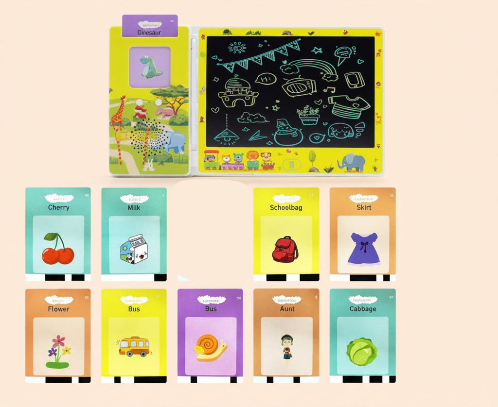 2-in-1 Talking Flash Card Reader and LCD Writing Tablet 224 Words 8.5 Inch Multicolour