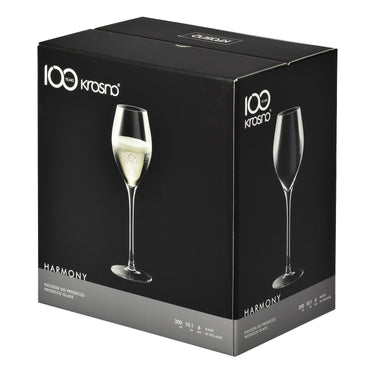 KROSNO Harmony Premium Crystal Prosecco Glasses Set, 6-Pack, 300ml