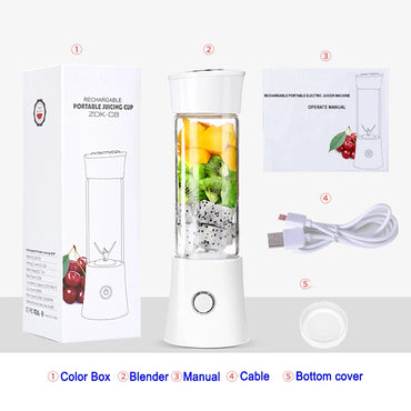 Portable 480ml USB Rechargeable Mini Blender with 6‑Blade 3D Mixing