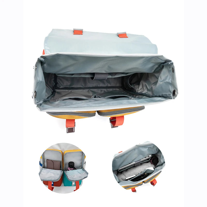 Durable Multifunctional Student Backpack with Waterproof Exterior, Spacious Front Pockets