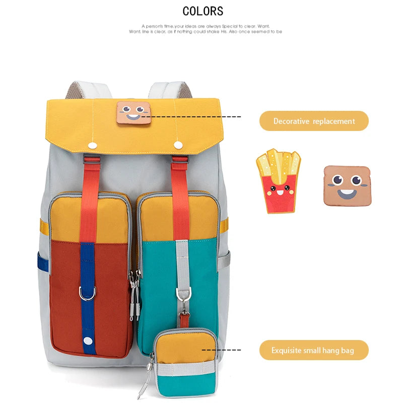 Durable Multifunctional Student Backpack with Waterproof Exterior, Spacious Front Pockets