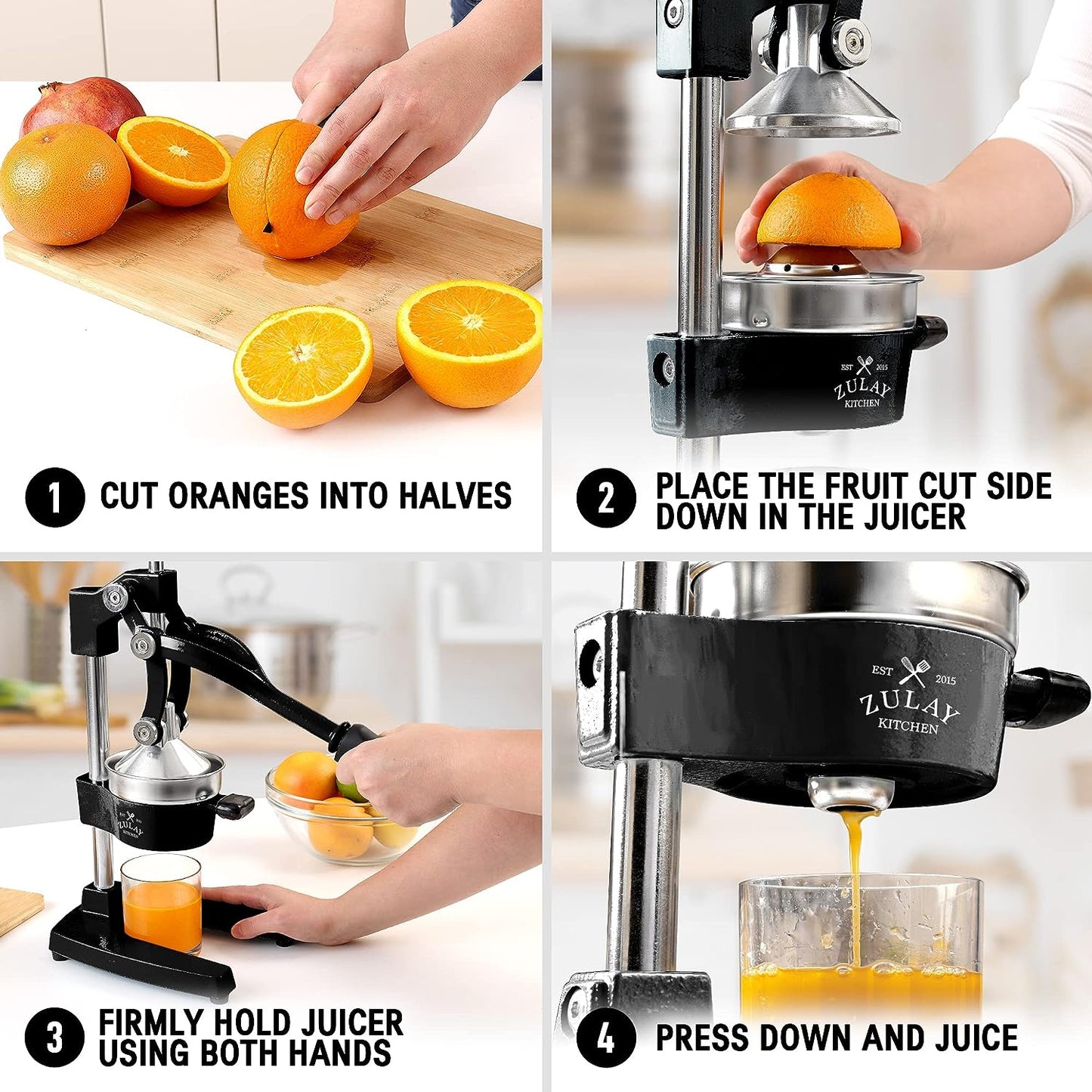 Heavy-Duty Cast Iron Manual Juice Press with Large Bowl