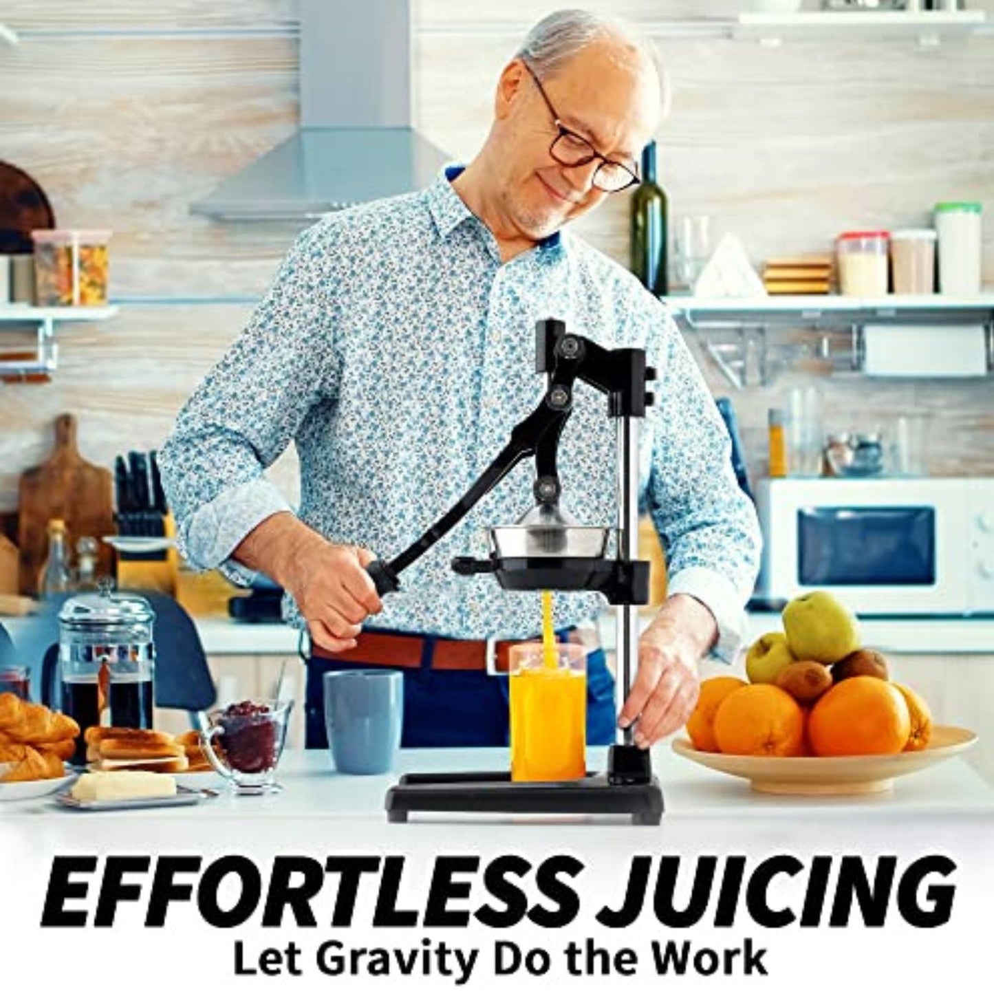 Heavy-Duty Cast Iron Manual Juice Press with Large Bowl