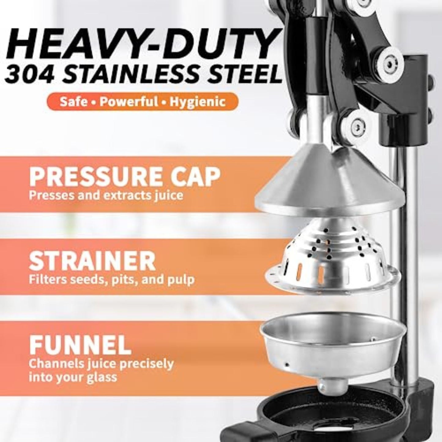 Heavy-Duty Cast Iron Manual Juice Press with Large Bowl