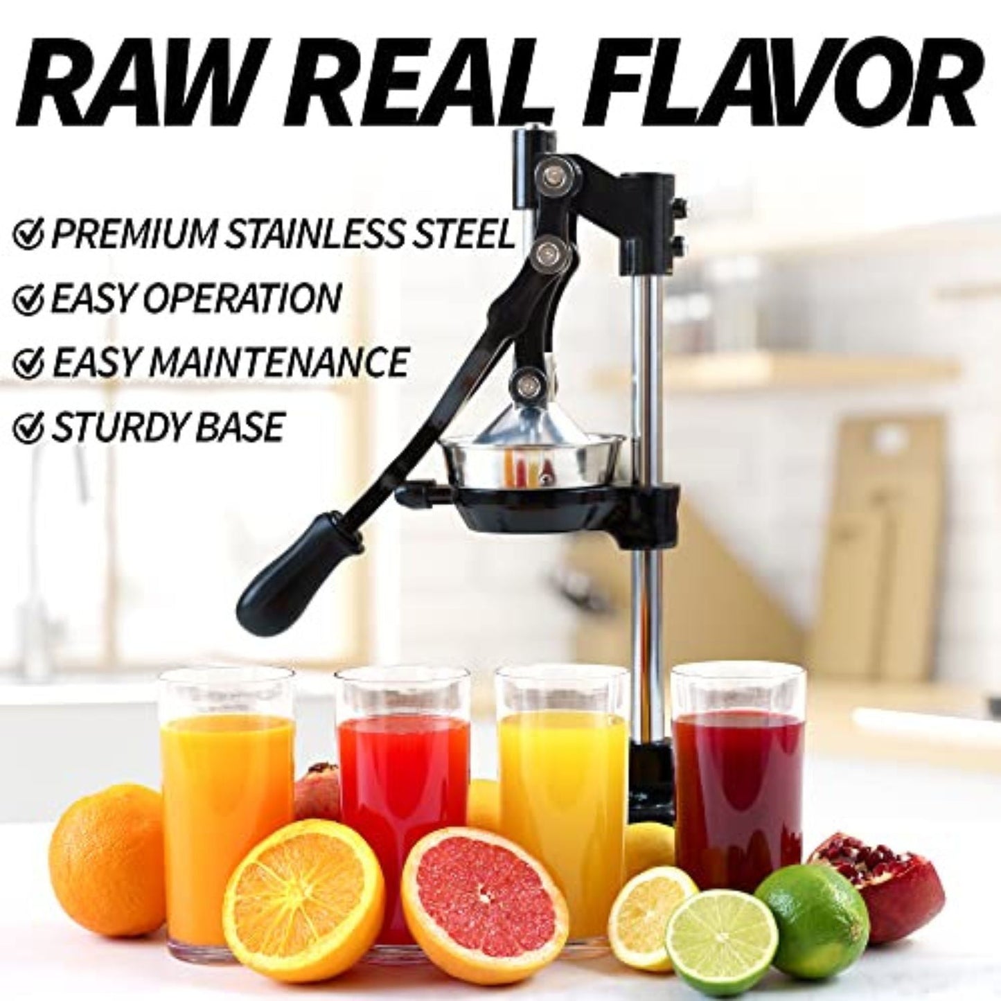 Heavy-Duty Cast Iron Manual Juice Press with Large Bowl