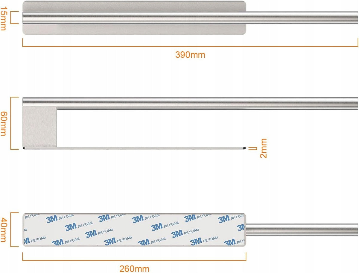 Ibergrif M34453A Self-Adhesive Towel Rail 39cm
