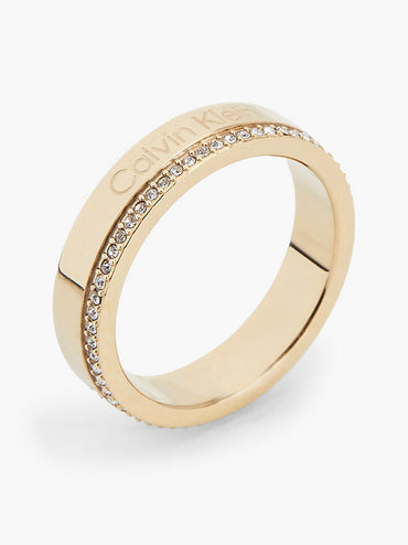 Calvin Klein Women's Elegant Crystal Gold-Plated Steel Ring - Modern & Chic