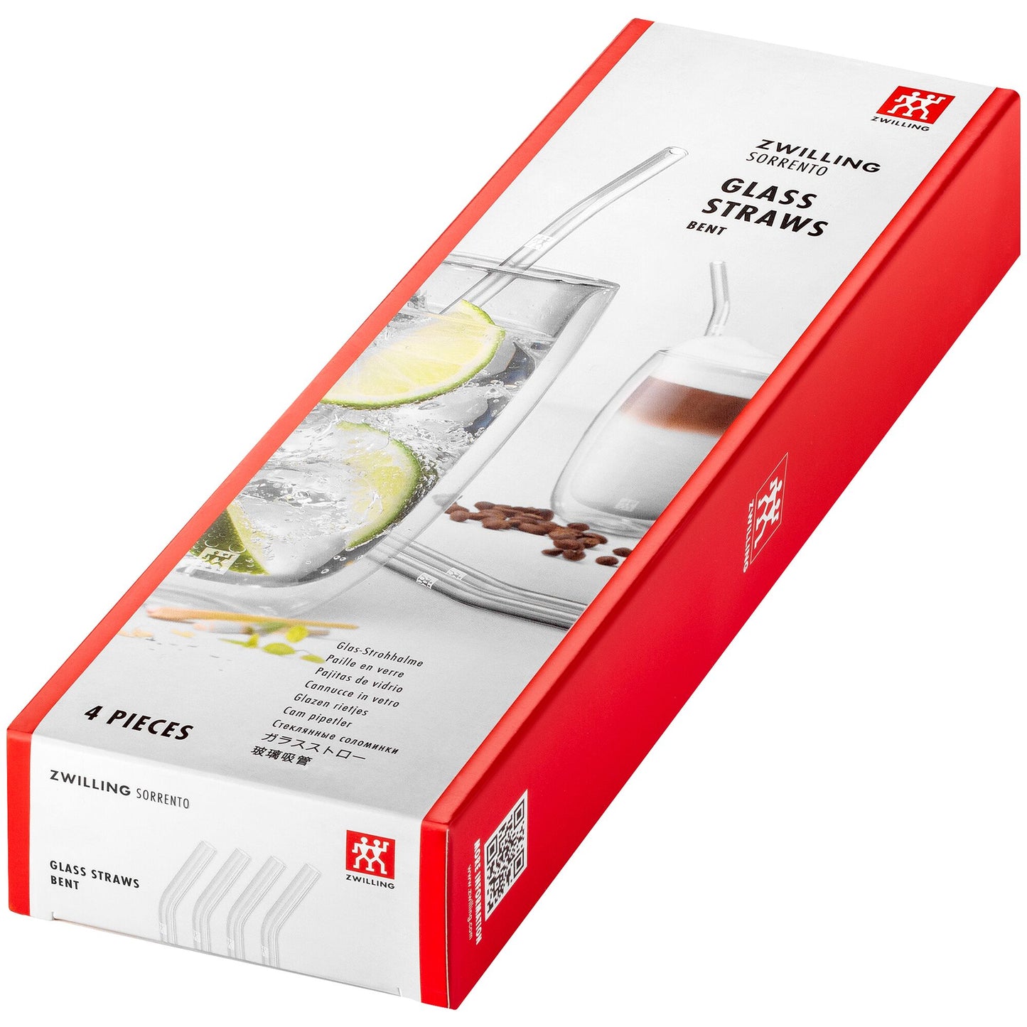 Zwilling Sorrento Curved Glass Straw Set with Cleaning Brush