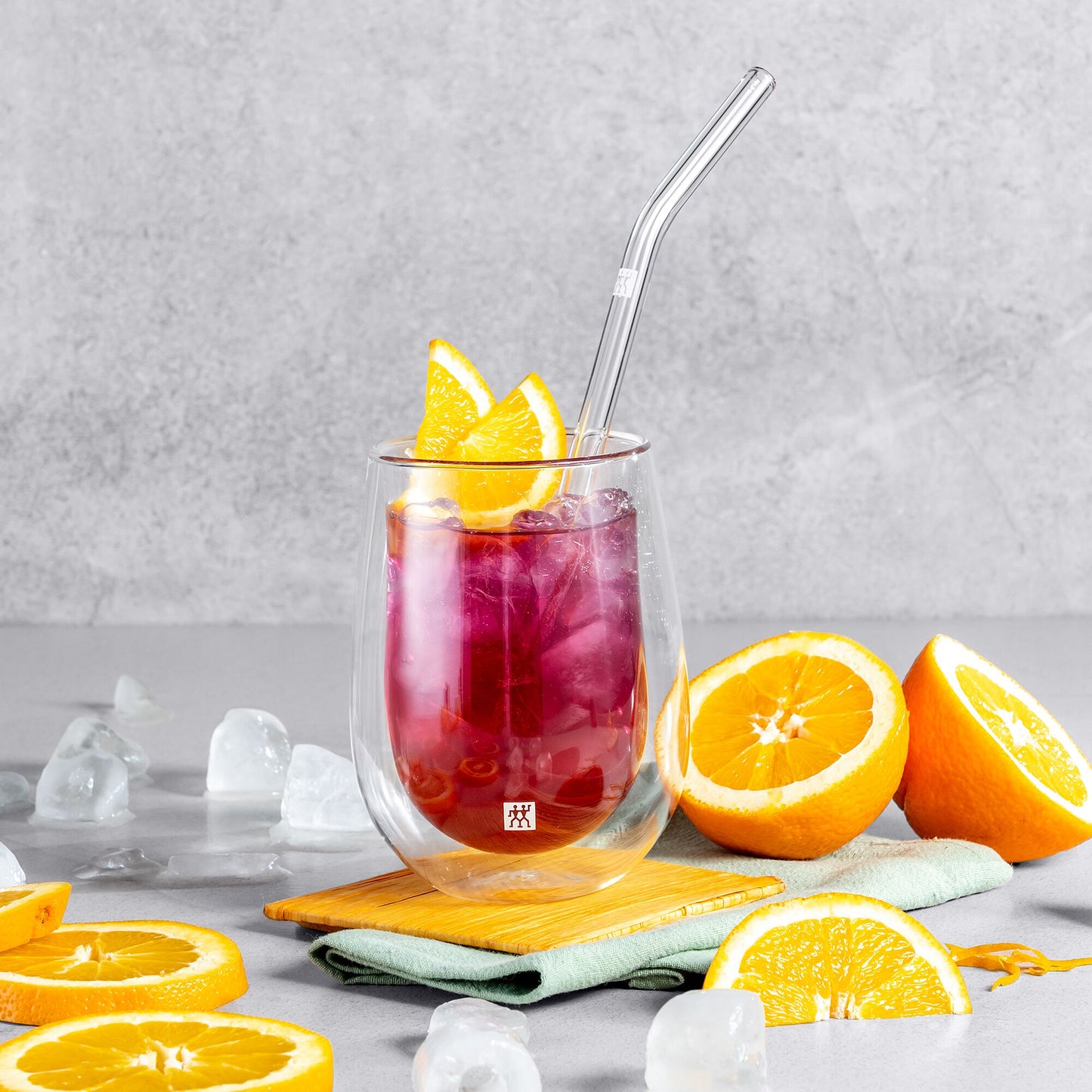 Zwilling Sorrento Curved Glass Straw Set with Cleaning Brush