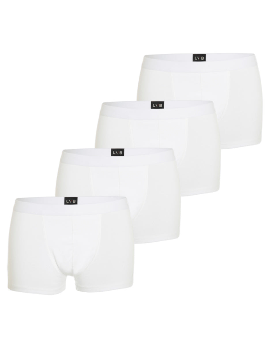 Premium White Cotton Stretch Boxer Briefs - 4-Pack for Ultimate Comfort