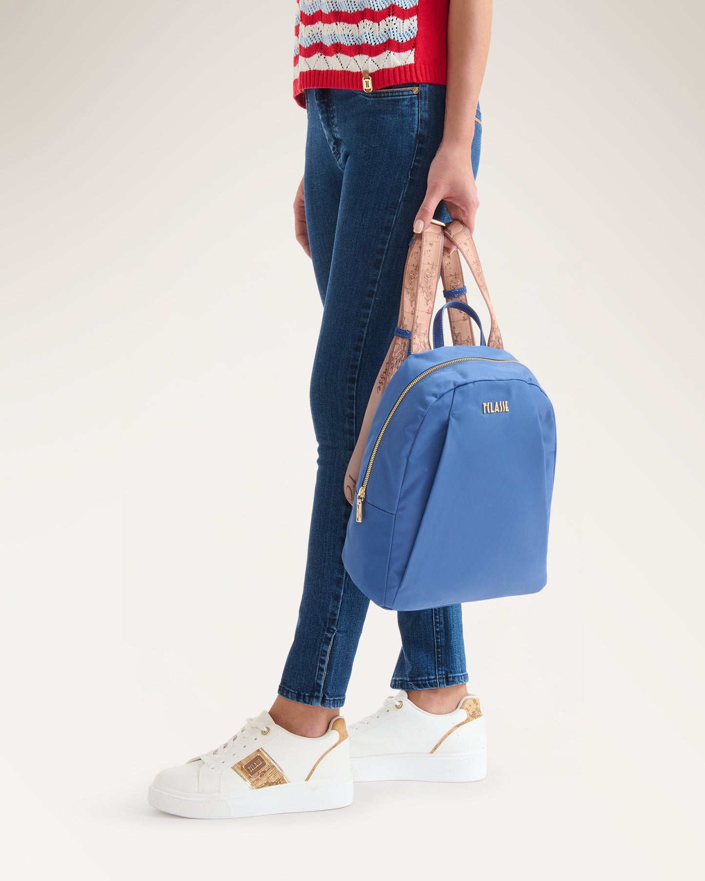 Denim Blue Backpack with Contrast Straps – 1st Class