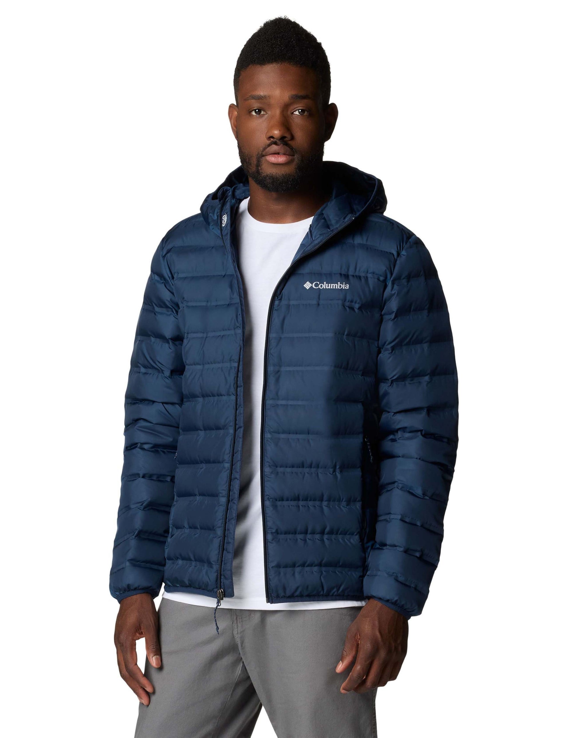 Columbia Men's Lake 22 II Hooded Puffer Jacket: Warm, Water-Resistant, Navy