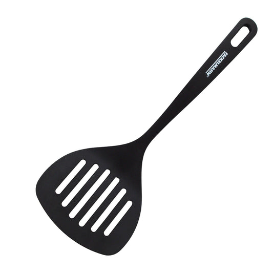 Fackelmann Fenix Slotted Spatula: 100% RPET Recycled Plastic, Heat Resistant 230°C, Non-Scratch, 31cm Black