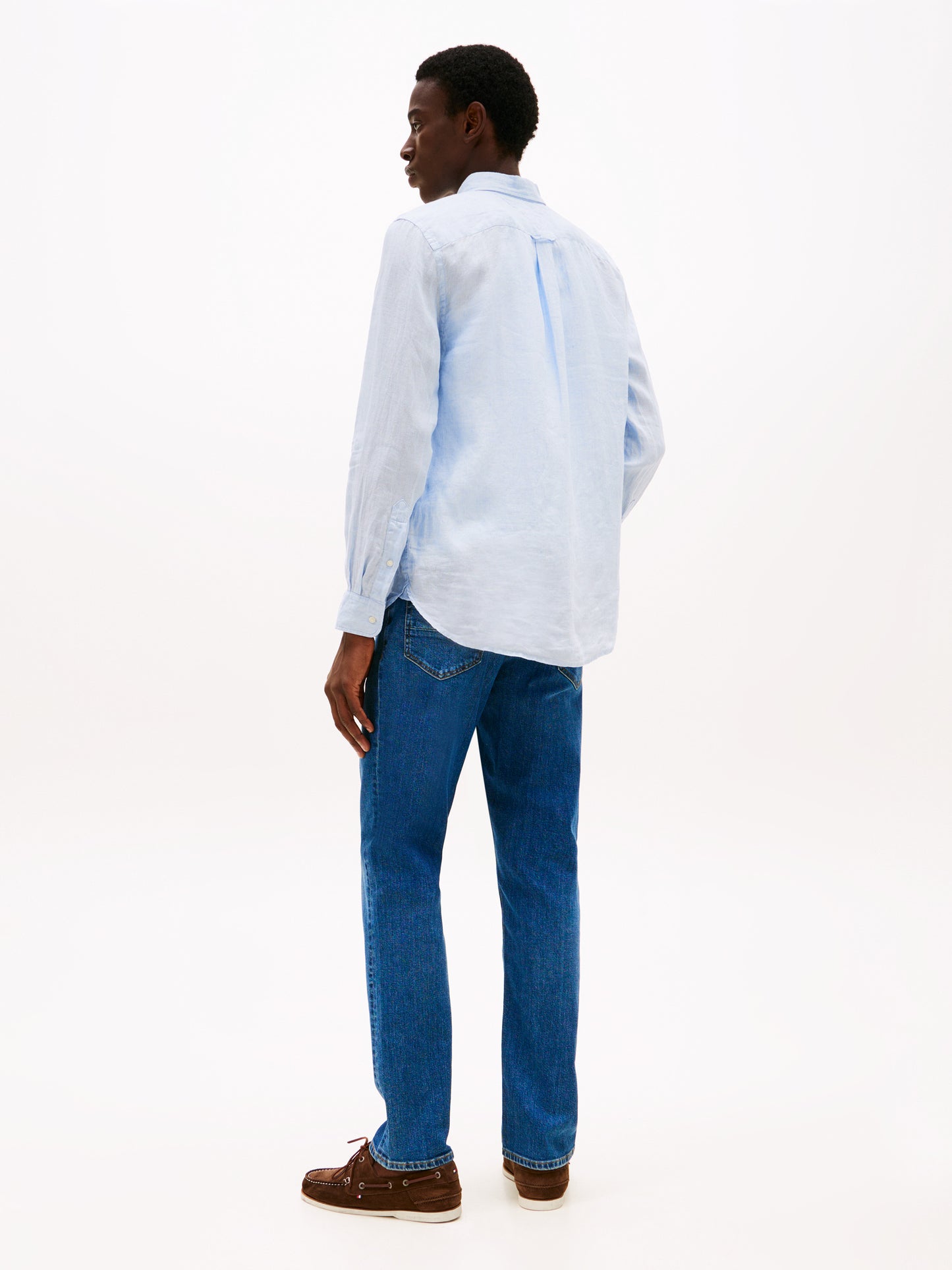 Men's Regular Fit Pure Linen Shirt - Breezy Blue Breathable Casual Style