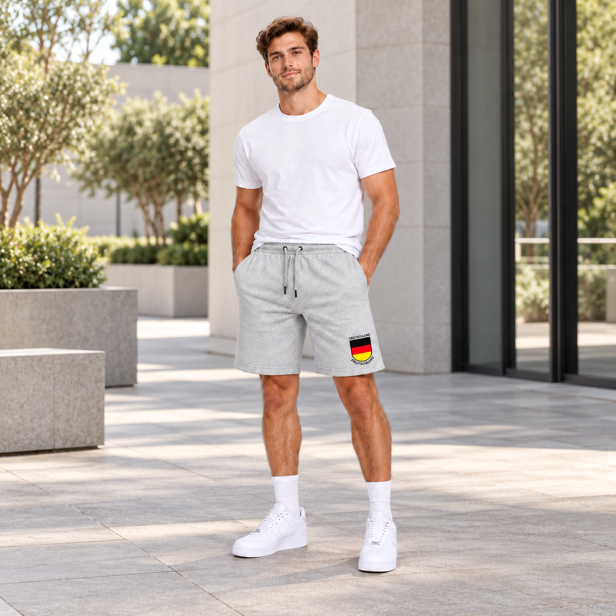 EURO2024 Flag Men's Drawstring Casual Shorts