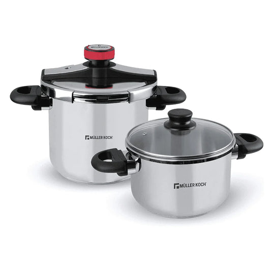 Muller Koch MK-5021 Dual‑Capacity Stainless Steel Pressure Cooker 7L & 5L - Gomix Brands Outlet