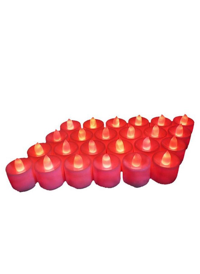 24-Piece Red Flameless LED Electronic Tea Light Candles - Safe, Decorative