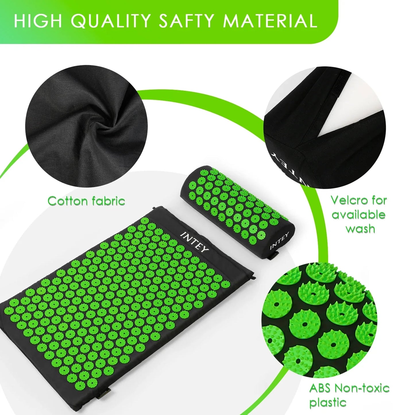 INTEY NY-CT34 Acupressure Mat and Pillow Set for Neck Back Pain Relief - Gomix Brands Outlet