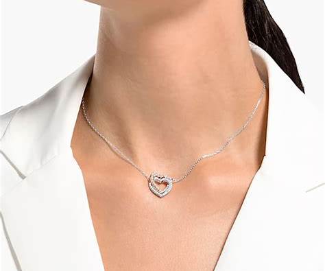 Swarovski INFINITY Double Heart Crystal Necklace - Romantic Intertwined Design